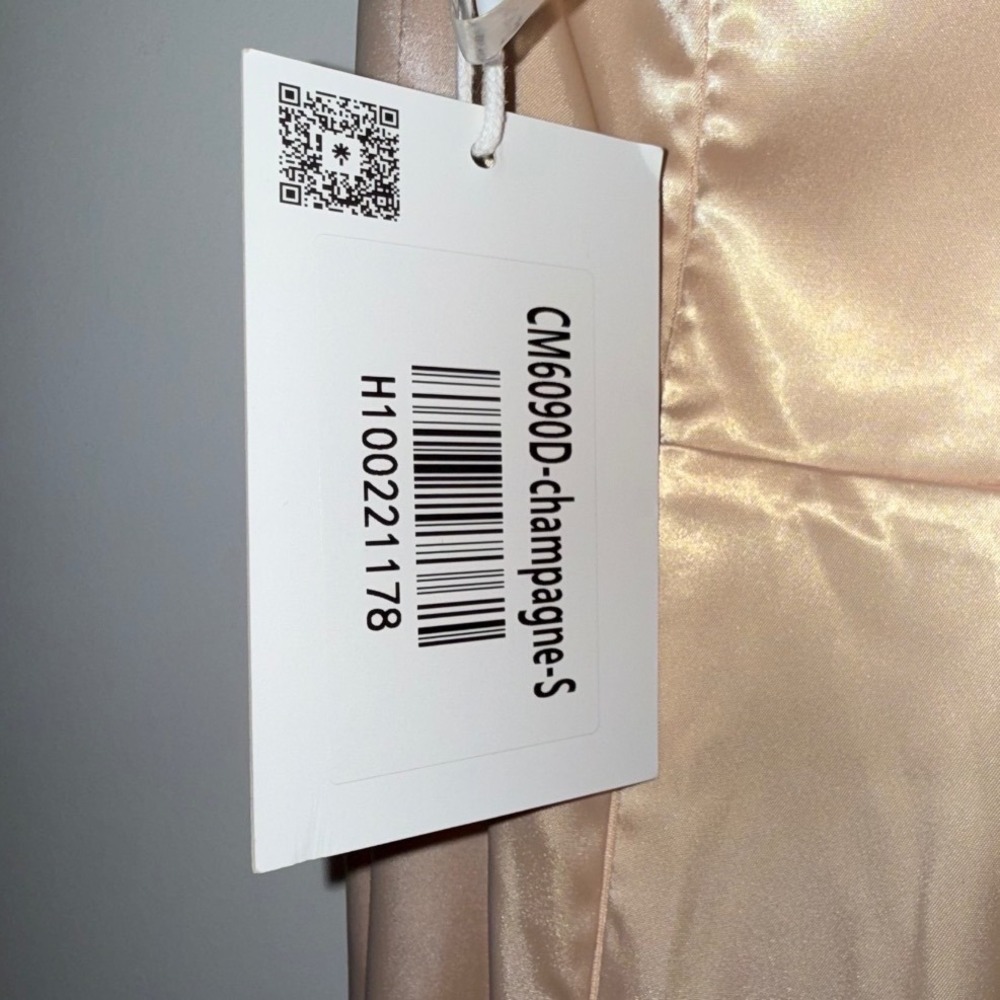 Saints & Secrets Champagne Satin Halter Ruffle Midi Dress CM6090D NWT Small - Picture 6 of 7